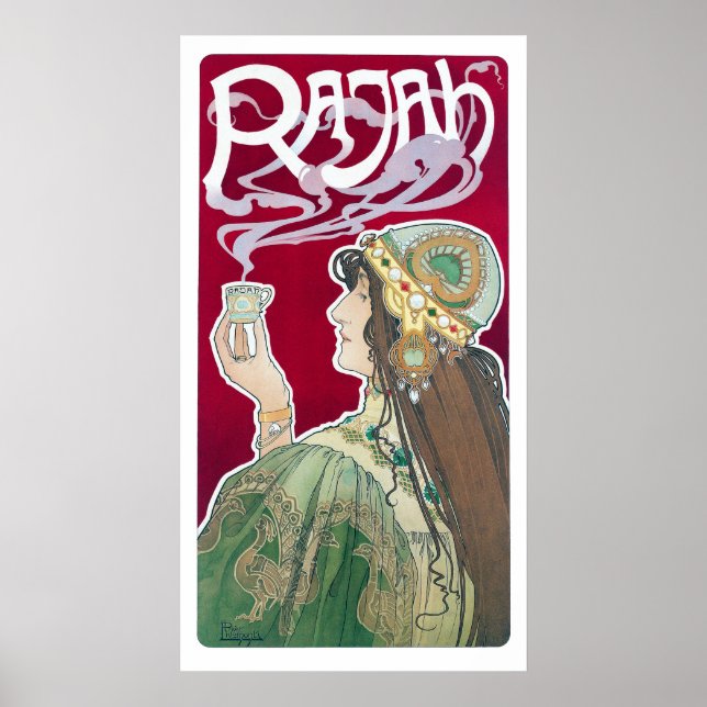 Poster Vintage Art Nouveau Rajah Coffee e (Frente)