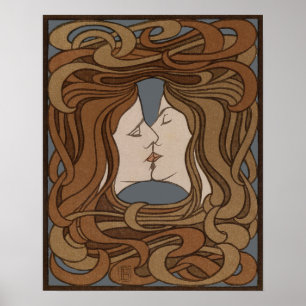 Poster Vintage Art Nouveau The Kiss
