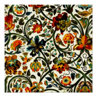 Pôster Vintage Art Nouveau Thistles Cicadas Patterno