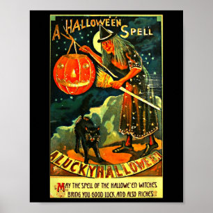 Poster Vintage Art Retro Halloween Witch