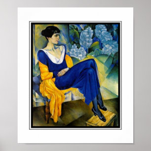 Poster Vintage Art Woman Blue Akhmatova_1914