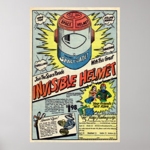 Poster Vintage - Arte de Anúncio de Capacete Invisível