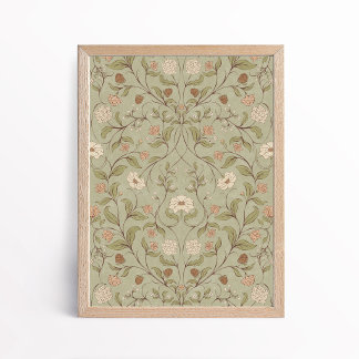 Poster Vintage Arts and Crafts Style Woodland Floral