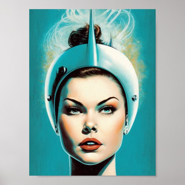 Poster Vintage Astronauta Feminina (Frente)