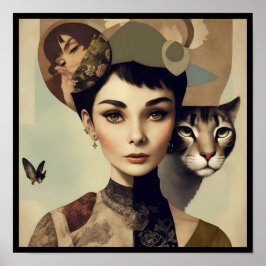 Poster vintage audrey collage deco 1