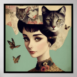 Poster vintage audrey collage deco 2