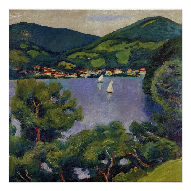 Pôster Vintage August Macke View Do Tegernsee (Frente)