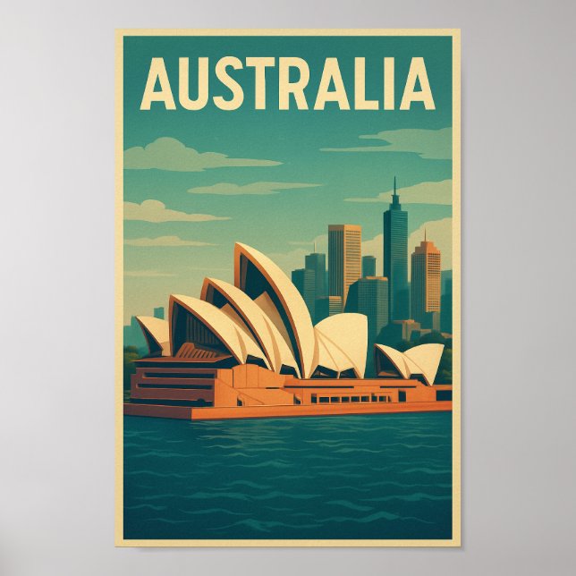 Poster Vintage Australia Sydney Opera House (Frente)