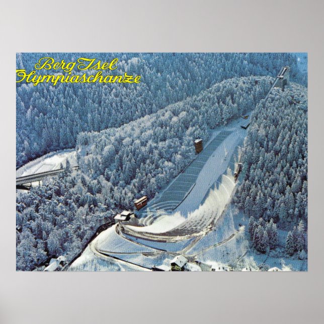 Pôster Vintage Austria, Berg Isel, Salto de Esqui Olimpia (Frente)