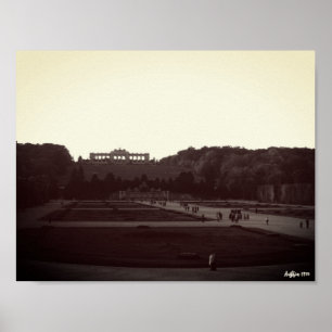 Poster Vintage Áustria Viena Jardins Schonbrunn 1970
