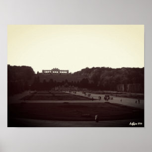 Poster Vintage Áustria Viena Jardins Schonbrunn 1970