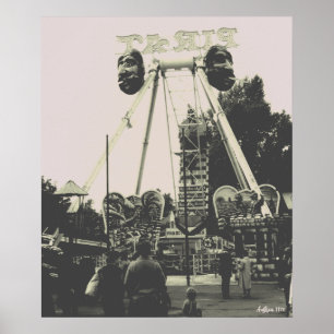 Poster Vintage Áustria Viena parque de diversões Prater