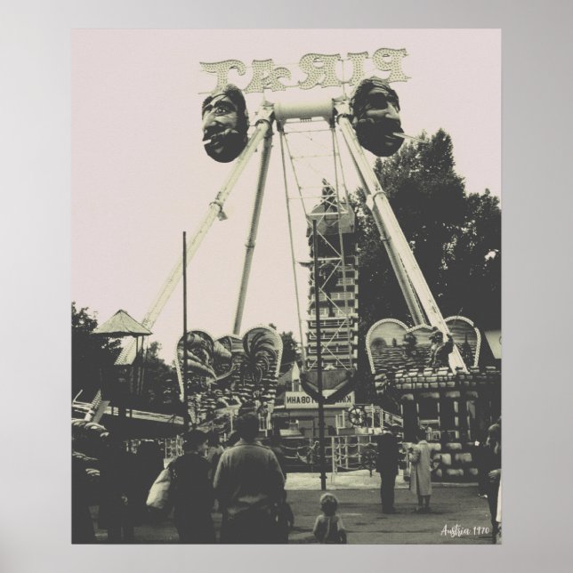 Poster Vintage Áustria Viena parque de diversões Prater (Frente)