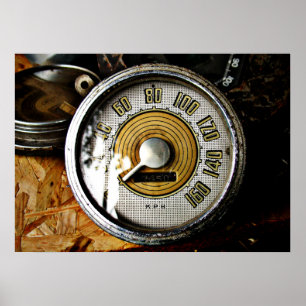 Poster Vintage automobile speed gauge