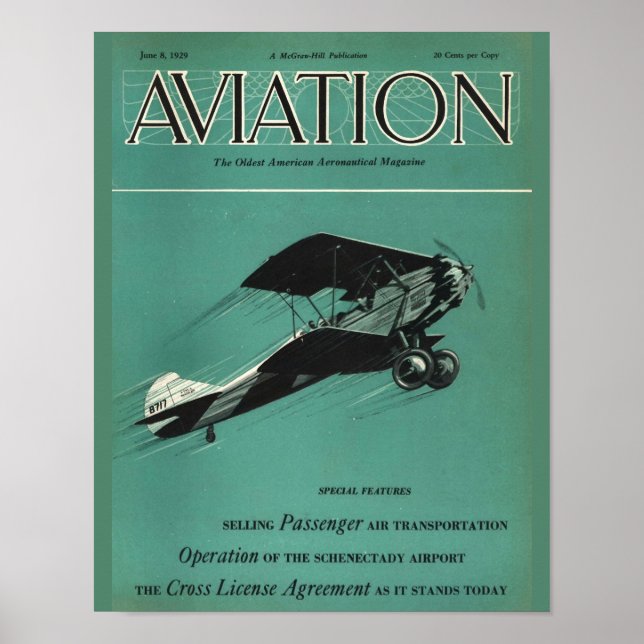 Poster Vintage Aviation Magazine Airplane Cobrir Art Impr (Frente)