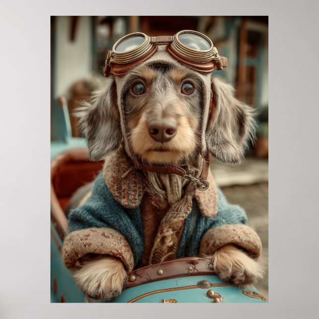 Poster Vintage Aviator Dog Adventure (Frente)