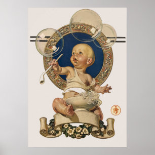 Poster Vintage Baby Bubbles por J.C. Leyendecker Nursery