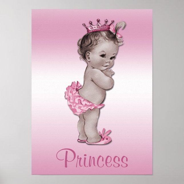 Pôster Vintage Baby Princess Pink (Frente)