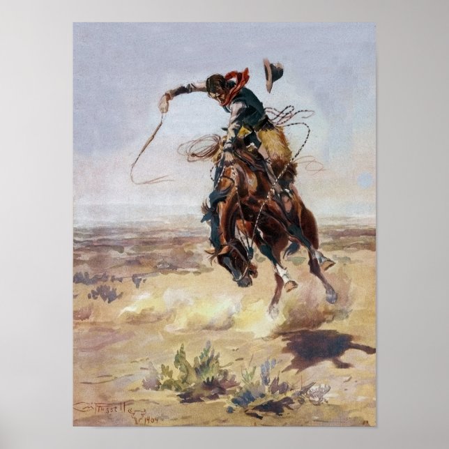 Pôster Vintage Bad Hoss, Charles M. Russell (Frente)