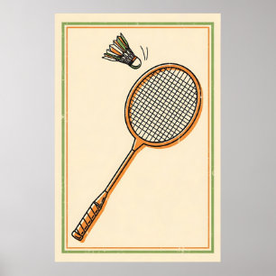 Poster Vintage Badminton - Arte Retro Racket