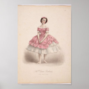 Pôster Vintage Ballerina em rosa