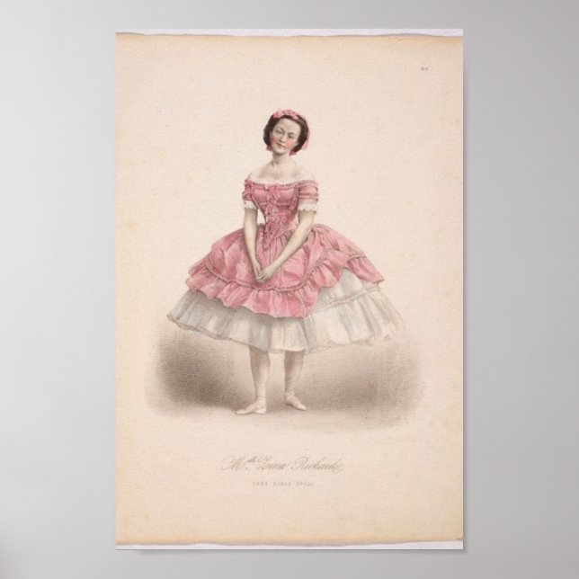 Pôster Vintage Ballerina em rosa (Frente)
