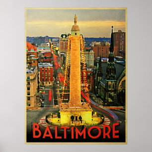 Pôster Vintage Baltimore no crepúsculo