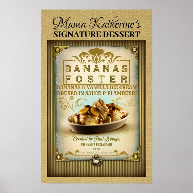 Poster Vintage Bananas Foster New Orleans Sinal (Frente)