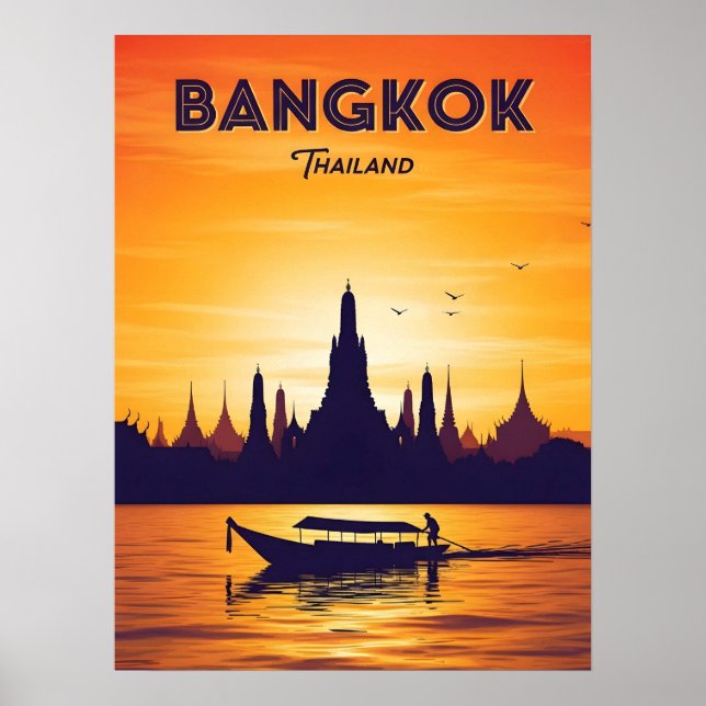Poster Vintage Bangkok Tailândia viagem (Frente)