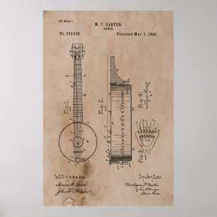 Poster Vintage Banjo Patent