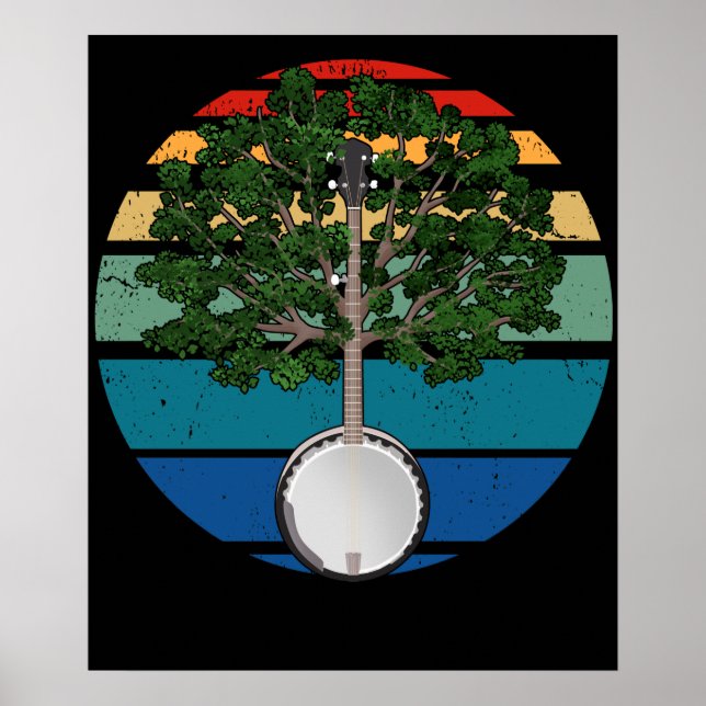 Poster Vintage Banjo Retro Country Music Gift Bluegrass (Frente)