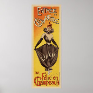 Poster Vintage - Banner vertical do palhaço feminino fra