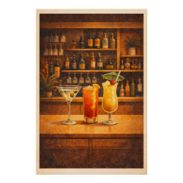 Pôster Vintage Bar Cocktails Retro Lounge Poster Art
