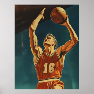 Poster Vintage Basball Action Shot