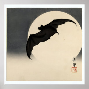 Poster Vintage Bat Before the Moon by Biho Takashi