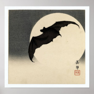 Poster Vintage Bat Before the Moon by Biho Takashi