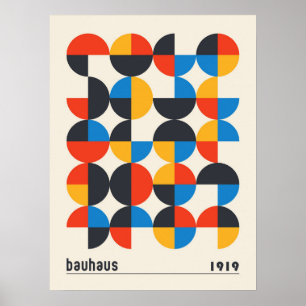 Poster Vintage Bauhaus - Círculos Geométricos Coloridos
