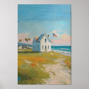 Poster Vintage Beach 4 de julho Independência Americana