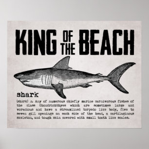 Pôster Vintage Beach King Shark Definition