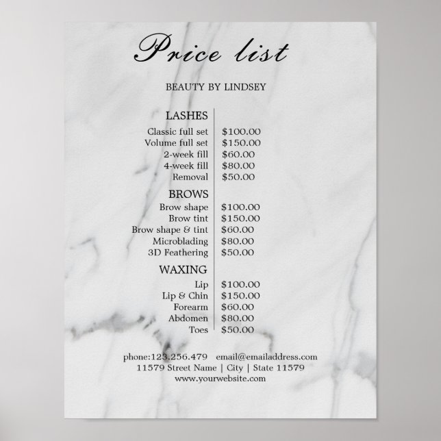 Poster Vintage Beauty Salon Price List (Frente)