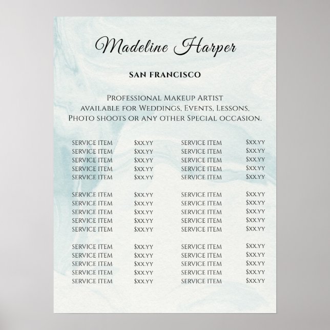 Poster Vintage Beauty Salon Price List (Frente)