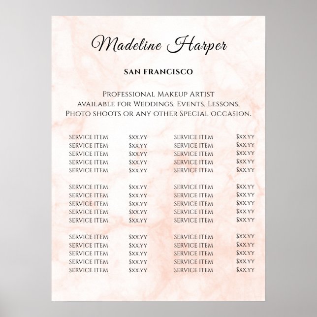 Poster Vintage Beauty Salon Price List (Frente)