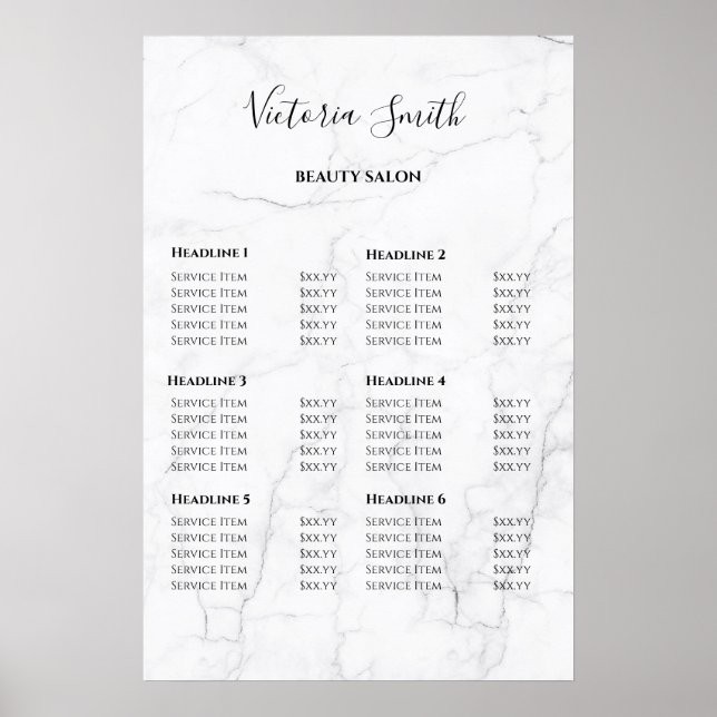 Poster Vintage Beauty Salon Price List (Frente)