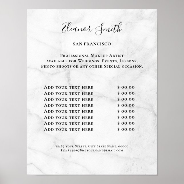 Poster Vintage Beauty Salon Price List (Frente)