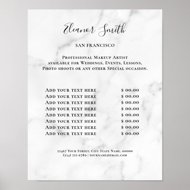 Poster Vintage Beauty Salon Price List (Frente)