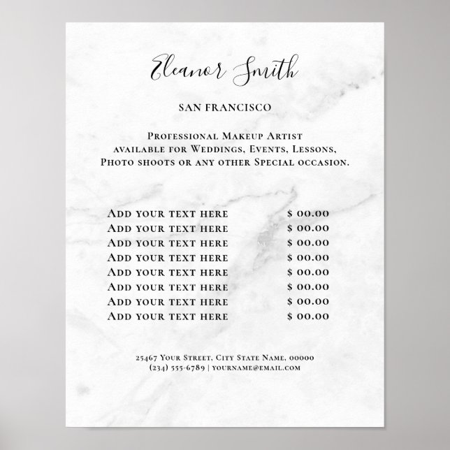Poster Vintage Beauty Salon Price List (Frente)
