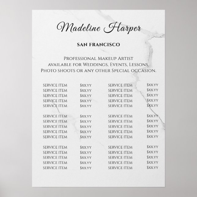 Poster Vintage Beauty Salon Price List (Frente)