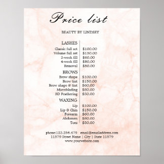 Poster Vintage Beauty Salon Price List
