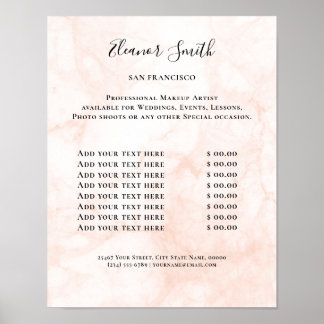 Poster Vintage Beauty Salon Price List