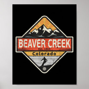 Poster Vintage Beaver Creek Colorado Snow Skiing Mountain